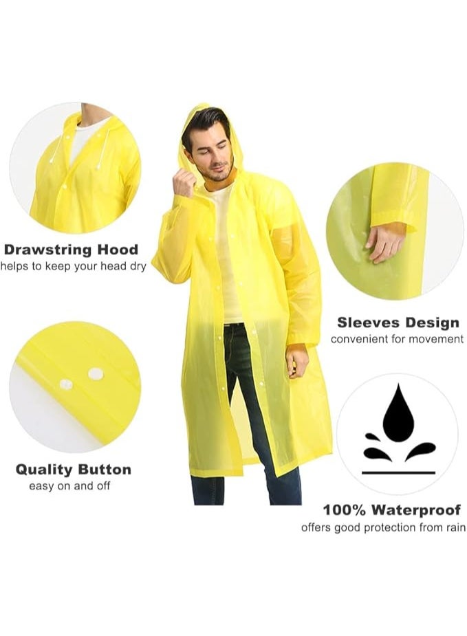 Reusable Adults Raincoats,Rain Ponchos with Hood Drawstring, Lightweight Rain Coat Waterproof 145LX68CM (Yellow) - Image 4