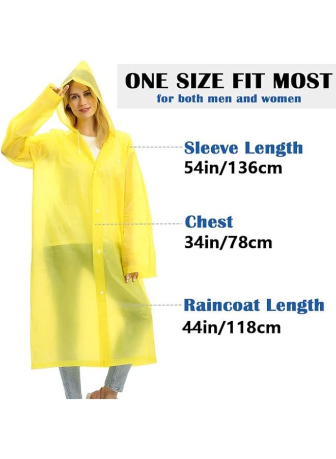 Reusable Adults Raincoats,Rain Ponchos with Hood Drawstring, Lightweight Rain Coat Waterproof 145LX68CM (Yellow) - Image 2