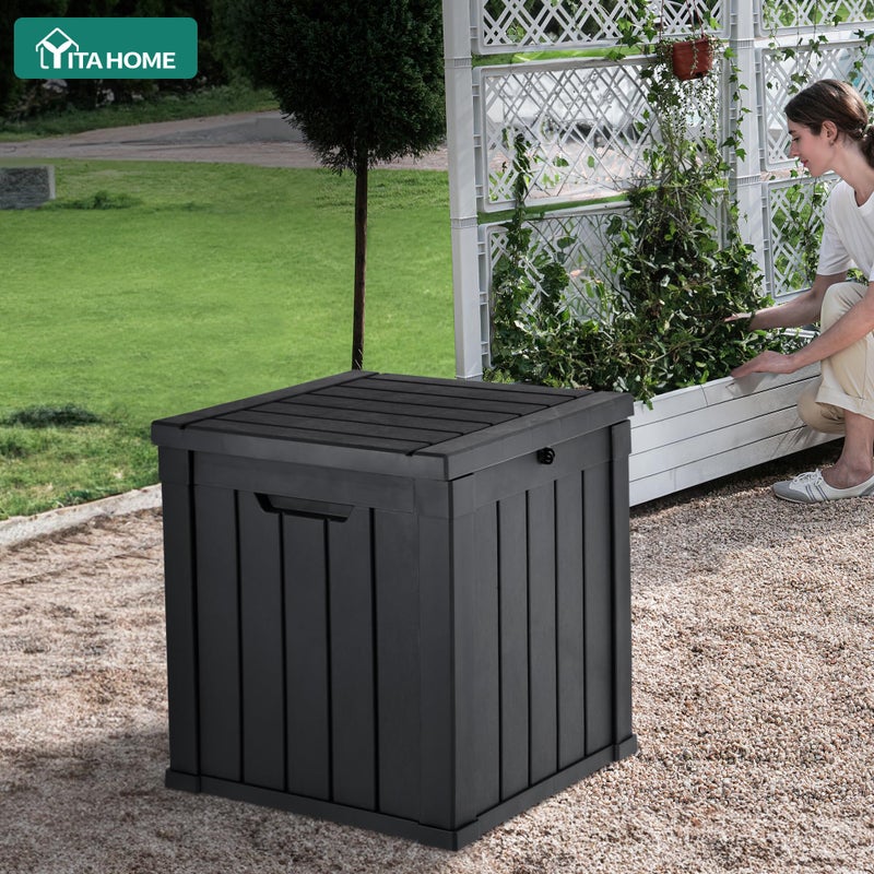 YITAHOME Deck Box, 51 Gallon Weatherproof Outdoor Storage Container for Patio Cushions, Pool Supplies, Garden Tools, Lockable Lid and Side Handles, Black - Image 2