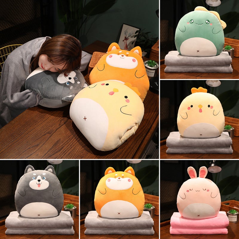 Pillow Quilt Dual-Purpose Air Conditioning Blanket Cushion Three-In-One Car Backrest Office Doll Nap Pillow Gift - Image 3