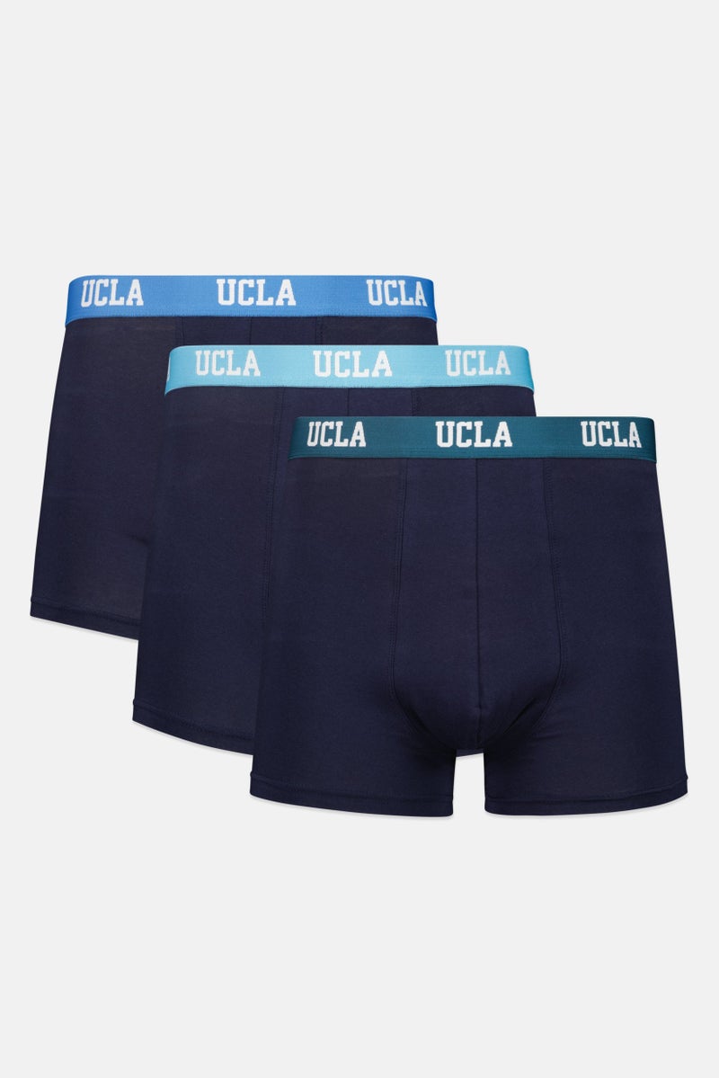 UCLA Men 3 Pack Brand Logo Trunks, Navy - Image 1