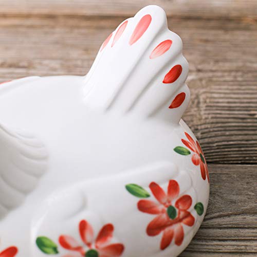 oskas Kitchen Storage Metal Wire Egg Basket with Ceramic Farm Chicken Cover Fresh Egg Holder/Organizer Case/Container - Image 3