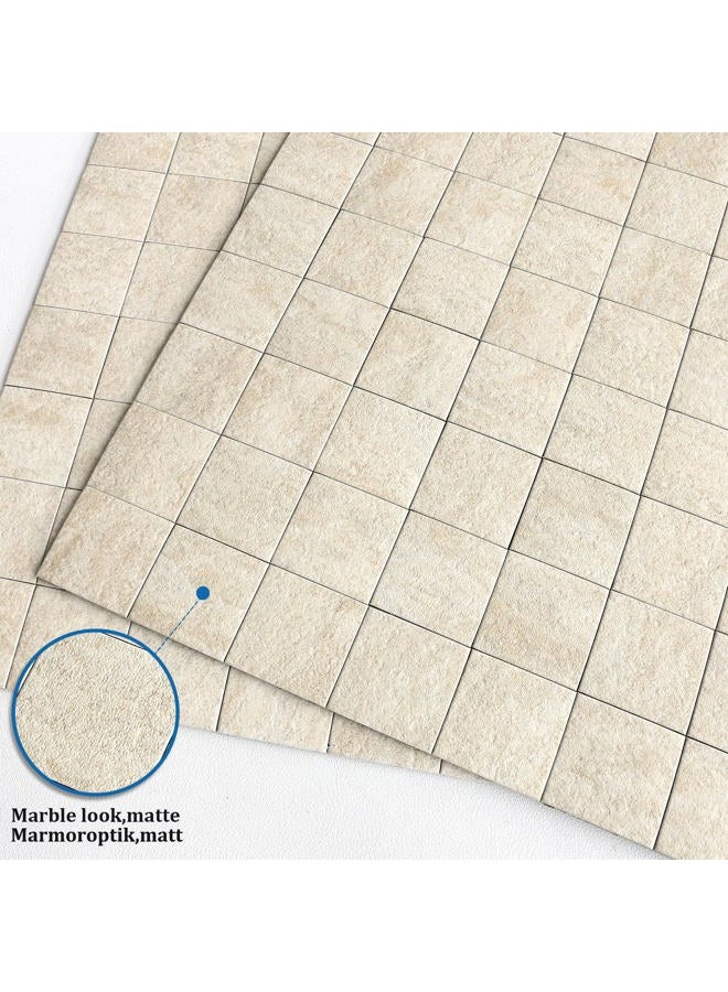 M MOFIT Marble Tile Stickers Peel and Stick Wall Tiles,Self Adhesive Sticky Tiles for Kitchen Walls Bathroom Waterproof(10PCS,Beige) - Image 2
