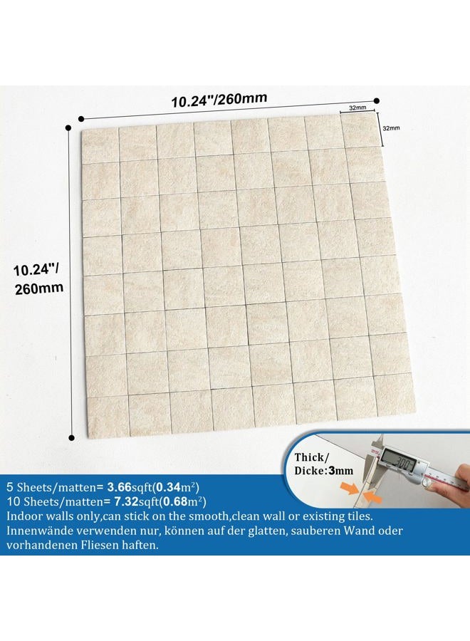 M MOFIT Marble Tile Stickers Peel and Stick Wall Tiles,Self Adhesive Sticky Tiles for Kitchen Walls Bathroom Waterproof(10PCS,Beige) - Image 5