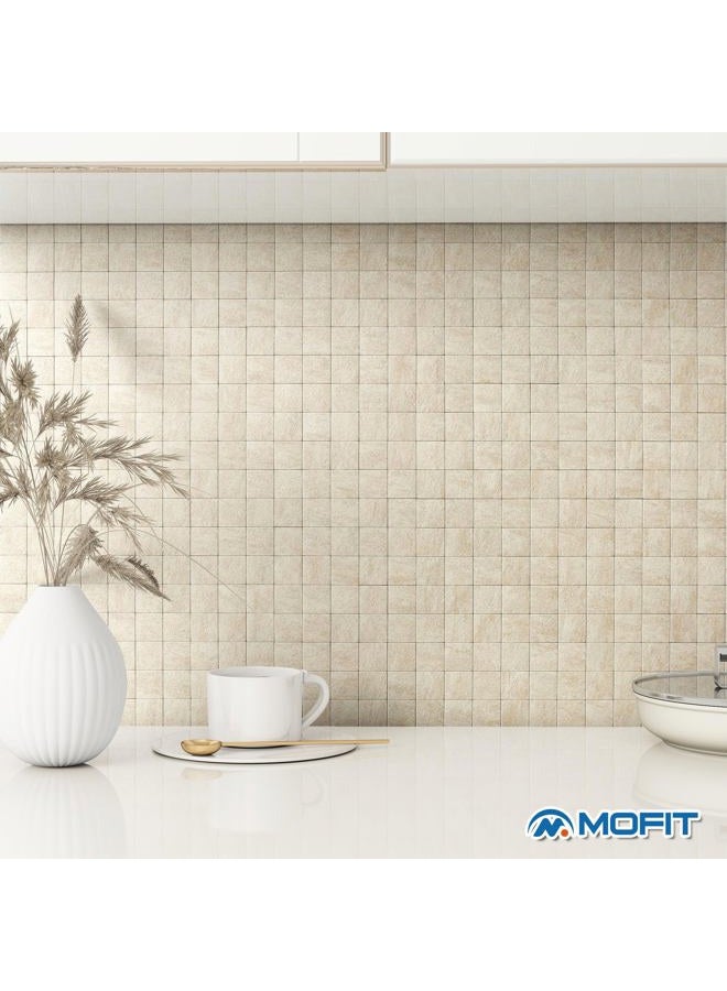 M MOFIT Marble Tile Stickers Peel and Stick Wall Tiles,Self Adhesive Sticky Tiles for Kitchen Walls Bathroom Waterproof(10PCS,Beige) - Image 4