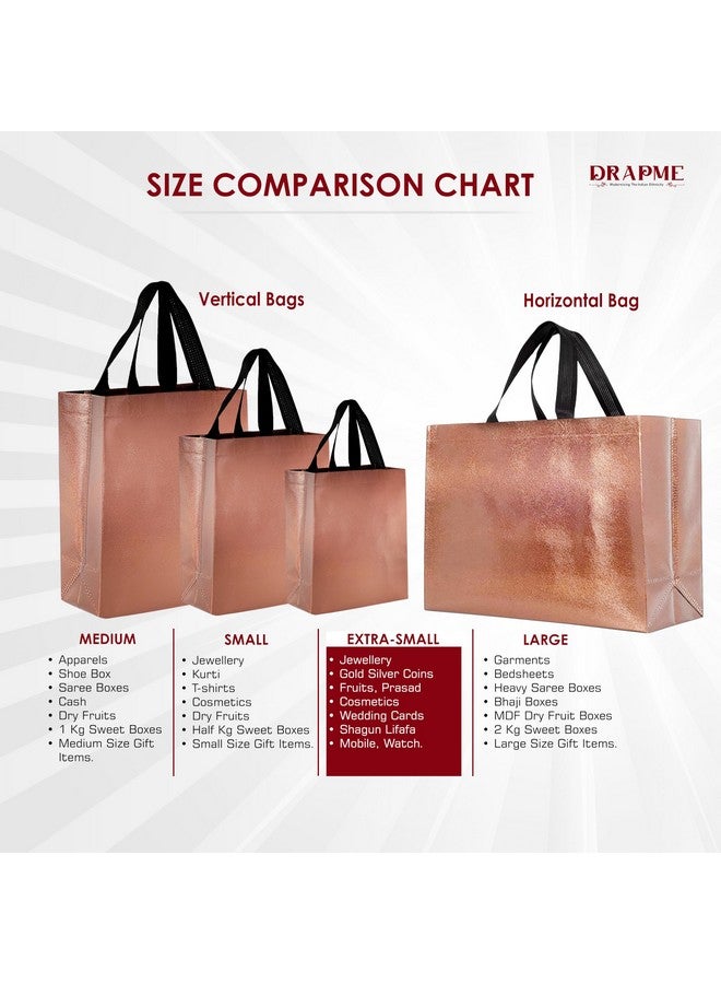 Drapme Extra-Small Size Pack of 20 Pcs Glossy Metallic Laminated Non-Woven Reusable Eco-Friendly Party Return Gift Bags (Copper) (Extra-Small 6.75x9x3 Inch) - Image 3