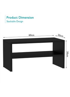 Mahmayi Mahmayi 2-Tier Stackable Shoe Rack, Wooden 2-Shelf Shoe Shoes Organizer Storage Shelf for Entryway Hallway Bathroom Living Room - Black  - Image 2