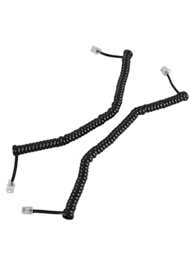 2 Coiled Telephone Receiver Cords For Landline Phones Black Phone Wire Cables Compatible Desk And Home Use Sturdy Telephone Cord Accessories Black - Image 1