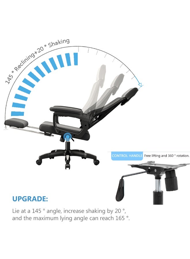 Generic Ergonomic Office Chair, Height and Backrest Adjustable Desk Chair with Lumbar Support and Footrest for Work, Study and Gaming, Swivel Computer Chair for Home Office, Z1 (Black)  - Image 5