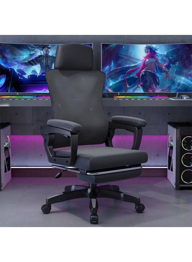 كرسي مكتب مريح، كرسي مكتب قابل للتعديل من حيث الارتفاع ومسند الظهر، كرسي مكتب قابل للتعديل مع مسند للقدمين وداعم لأسفل الظهر ومسند للقدمين للعمل والدراسة والألعاب، كرسي كمبيوتر دوار للمكتب المنزلي، Z1 (أسود) - Image 3