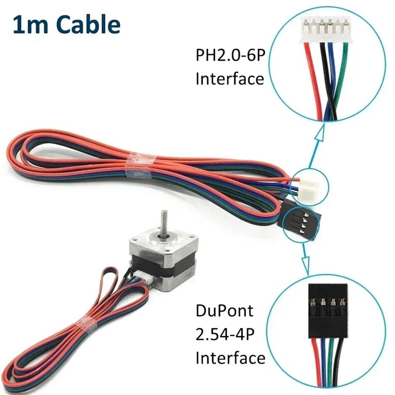 17 علبة تروس محرك السائر مفتوحة الحلقة 4 خيوط 2 مرحلة 0.28 نيوتن متر عزم الدوران 34 ملم طول مع سائق محرك 0.28 نيوتن متر - Image 3