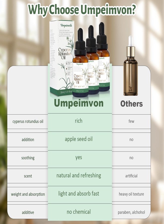 Umpeimvon مجموعة أومبيمفون الثلاثية من زيت السعد المستدير، زيت السعد المستدير لإزالة الشعر، مثبط طبيعي لنمو الشعر لكامل الجسم، بدون آثار جانبية، مناسب لجميع أنواع البشرة، 1.01 أونصة سائلة - Image 5