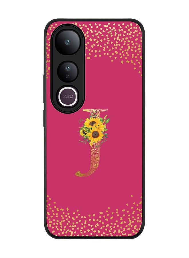 Stylizedd For vivo V50 Lite Case,Slim fit Camera Protection, Shockproof Thin Phone cover  - Custom Floral Monogram - J ( Deep Pink )