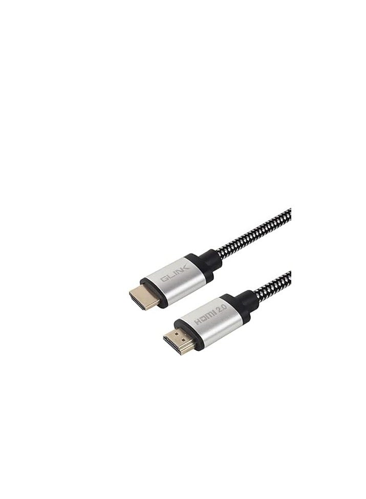 GLINK GL-201 ULTRA 4K-HIGH SPEED HDMI CABLE 2.0V with Ethernet 18Gbps, Supports DOLBY, 3D, 4K@60Hz, HDCP 2.2, Audio return, Cotton Braided, Gold Plated Metal Connector (5M/16FT) - Image 1