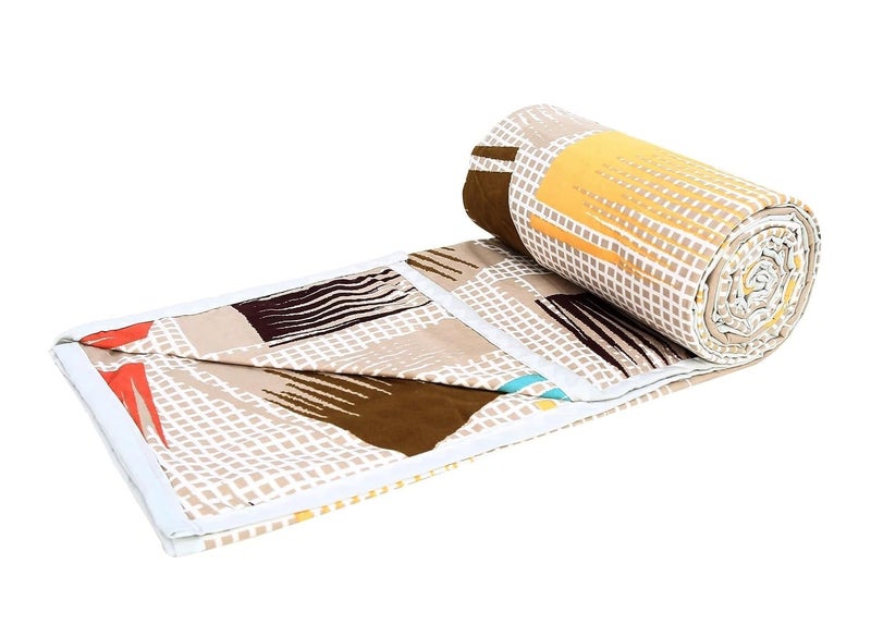 RD TREND Glace Cotton Reversible Dohar for Single Bed Supersoft AC Blanket Single Bed Color-Cream Multi Paint - Image 1