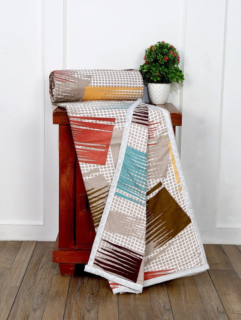 RD TREND Glace Cotton Reversible Dohar for Single Bed Supersoft AC Blanket Single Bed Color-Cream Multi Paint - Image 4