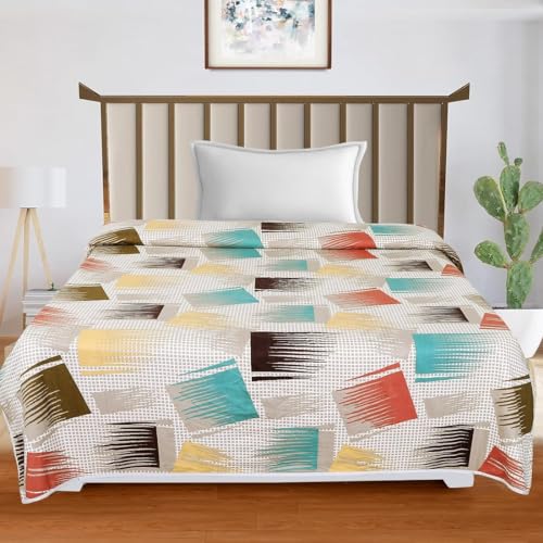 RD TREND Glace Cotton Reversible Dohar for Single Bed Supersoft AC Blanket Single Bed Color-Cream Multi Paint - Image 3