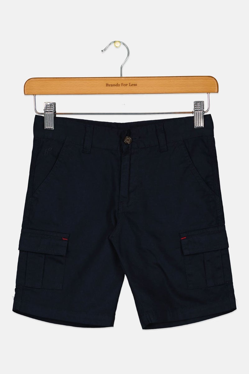 Hamleys Kids Boy Embroidered Logo Cargo Shorts, Navy - Image 2
