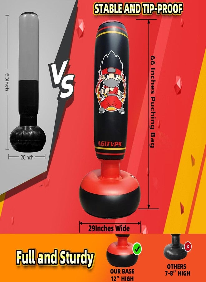 AGITVPS Inflatable Punching Bag Set, 66" Punching Bag for Boys & Girls Aged 8-12 with Kids Boxing Gloves, Super Air Pump | Suitable for Children's Daily Exercise, Happy Family Time (Red) - Image 3