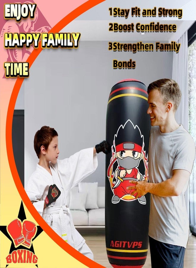 AGITVPS Inflatable Punching Bag Set, 66" Punching Bag for Boys & Girls Aged 8-12 with Kids Boxing Gloves, Super Air Pump | Suitable for Children's Daily Exercise, Happy Family Time (Red) - Image 4