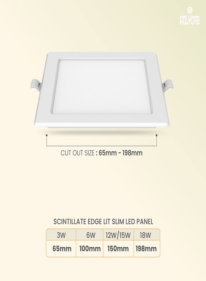 Polycab 6W LED Panel Light Scintillate Edge Slim Square Smart Offers Bright Lumination Long Lifespan No Harmful Radiation (Warm White, 3000K, 10 PCS, Cut Out: 3.93 inches) - Image 4