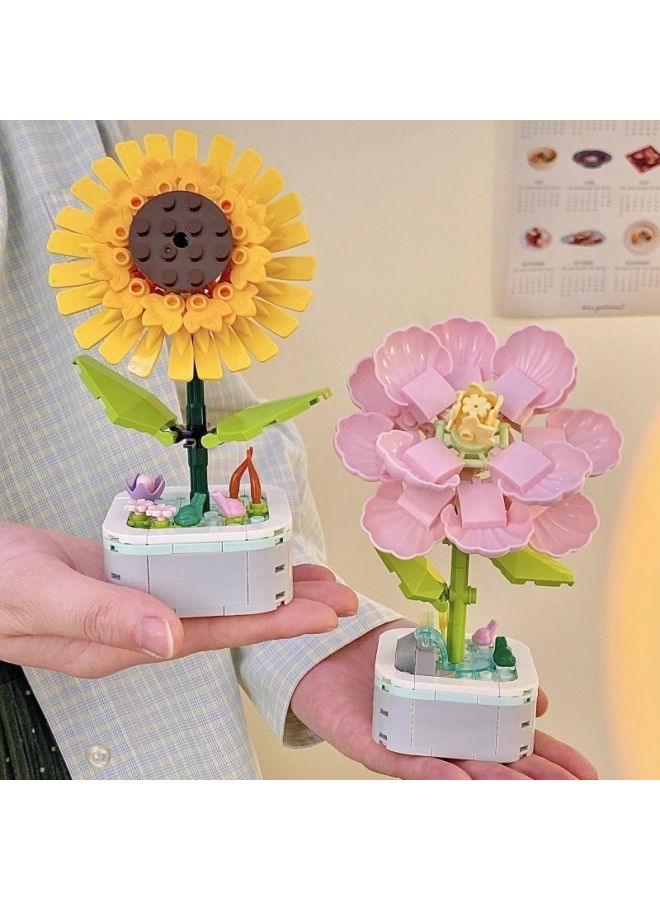 Domestic Building Blocks Fleshy Flower Bouquet Assembled Flower Toys Girls Children Handmade DIY Small Ornaments-Colour:Impulse-bag 【hibiscus Flower】 Happy And Happy Life - Image 4