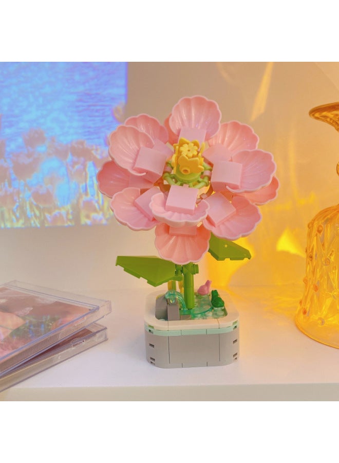 Domestic Building Blocks Fleshy Flower Bouquet Assembled Flower Toys Girls Children Handmade DIY Small Ornaments-Colour:Impulse-bag 【hibiscus Flower】 Happy And Happy Life - Image 1