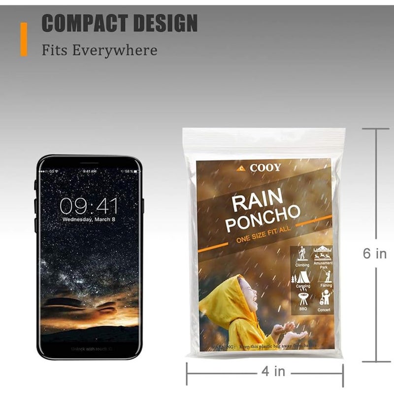 COOY Rain Ponchos,with Drawstring Hood 10 Pack Emergency Disposable Rain Ponchos Family Pack for Adults,Clear - Image 4