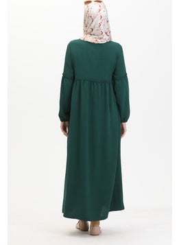 Sefa Merve Judge Collar Buttoned Dress 0457-04 Emerald Green  - Image 5