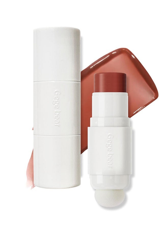 Gege bear Blush Stick,Double-ended Clear Highlighter Stick, Shimmer Glow Natural Dewy Face Highlighter Glass Skin Stick, Lightweight Translucent Creamy Multiuse Makeup Stick Watercolor Radiance Balm # 01 - Image 1