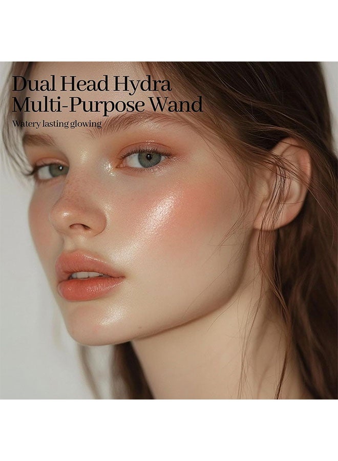 Gege bear Blush Stick,Double-ended Clear Highlighter Stick, Shimmer Glow Natural Dewy Face Highlighter Glass Skin Stick, Lightweight Translucent Creamy Multiuse Makeup Stick Watercolor Radiance Balm # 01 - Image 2