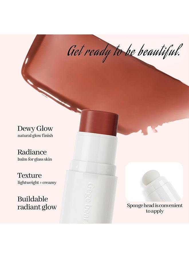Gege bear Blush Stick,Double-ended Clear Highlighter Stick, Shimmer Glow Natural Dewy Face Highlighter Glass Skin Stick, Lightweight Translucent Creamy Multiuse Makeup Stick Watercolor Radiance Balm # 01 - Image 3
