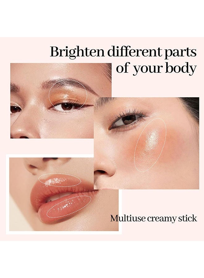 Gege bear Blush Stick,Double-ended Clear Highlighter Stick, Shimmer Glow Natural Dewy Face Highlighter Glass Skin Stick, Lightweight Translucent Creamy Multiuse Makeup Stick Watercolor Radiance Balm # 01 - Image 4