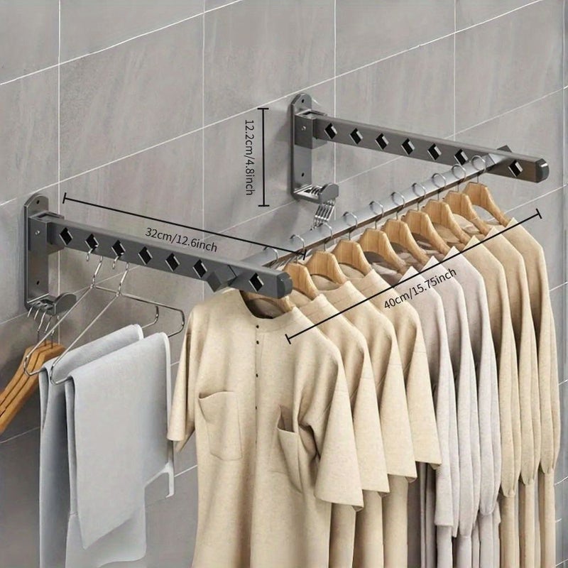 Wall Mounted Foldable No Drill Clothes Drying Rack Combination Pylons For Balcony Bathroom - Image 4