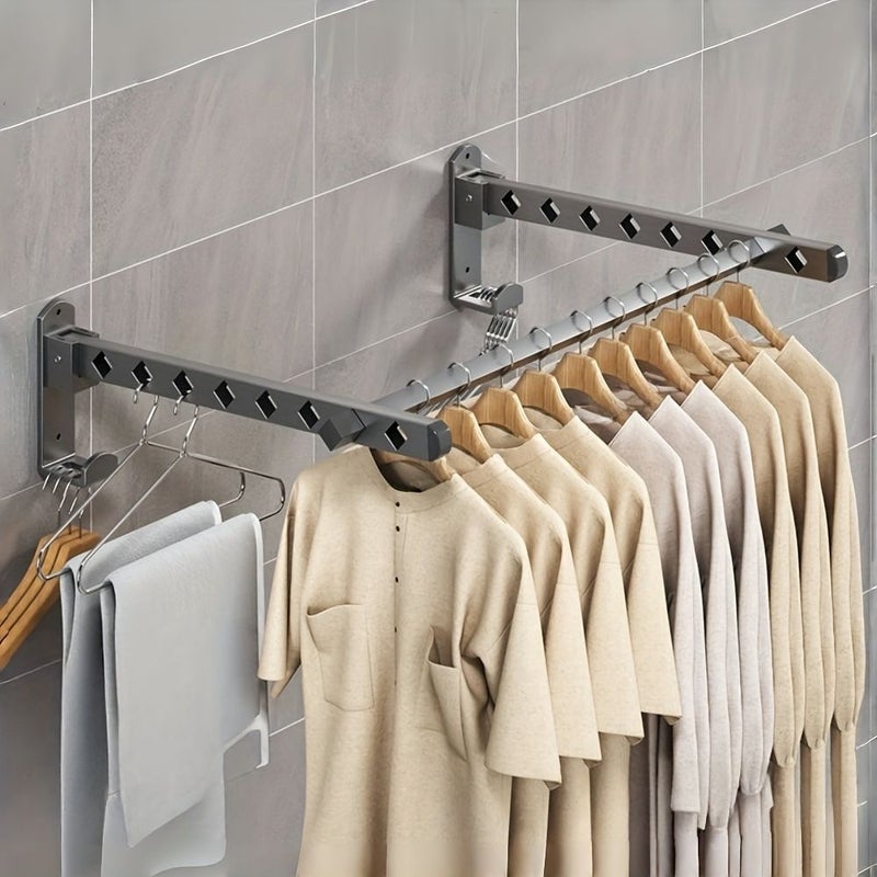 Wall Mounted Foldable No Drill Clothes Drying Rack Combination Pylons For Balcony Bathroom - Image 2