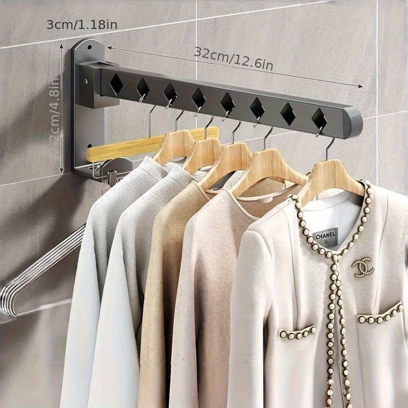 Wall Mounted Foldable No Drill Clothes Drying Rack Combination Pylons For Balcony Bathroom - Image 5