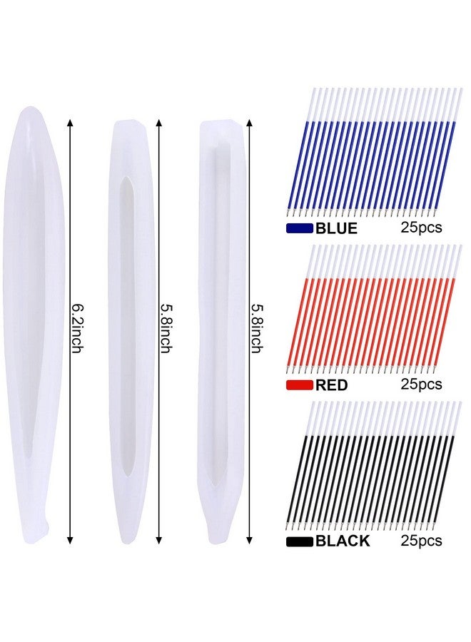 جانيون قوالب أقلام راتنج مكونة من 9 قطع، قوالب راتنج إيبوكسي مع 75 قطعة من عبوات أقلام الحبر، قوالب سيليكون لقلم حبر جاف، قوالب صب راتنج لصنع الحرف اليدوية المصنوعة من الراتنج - Image 2