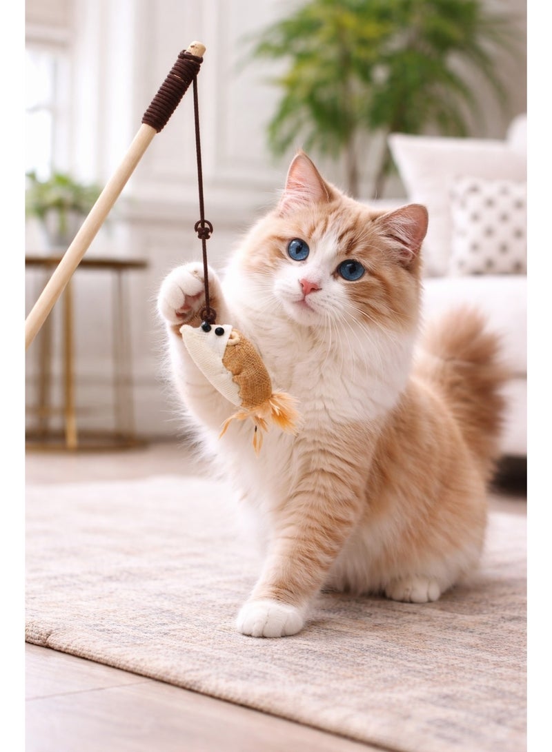 Petto Cat Teaser Toy, Interactive Wand with Dangling Fish Attachment - Image 1