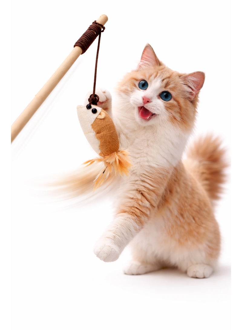 Petto Cat Teaser Toy, Interactive Wand with Dangling Fish Attachment - Image 2