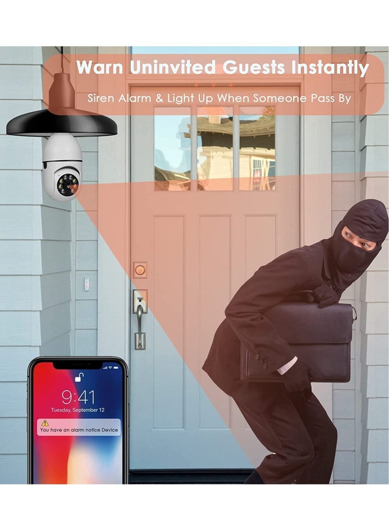 360 Degree Security Cameras Wireless Outdoor, 2.4GHz & 5G WiFi Light Bulb Camera, 1080p Wireless Cameras for Home Security, Indoor Security Camera System, Motion Detection, Two-Way Audio - Image 3