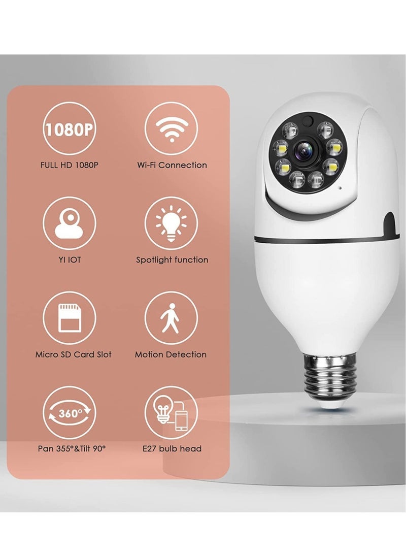 360 Degree Security Cameras Wireless Outdoor, 2.4GHz & 5G WiFi Light Bulb Camera, 1080p Wireless Cameras for Home Security, Indoor Security Camera System, Motion Detection, Two-Way Audio - Image 2