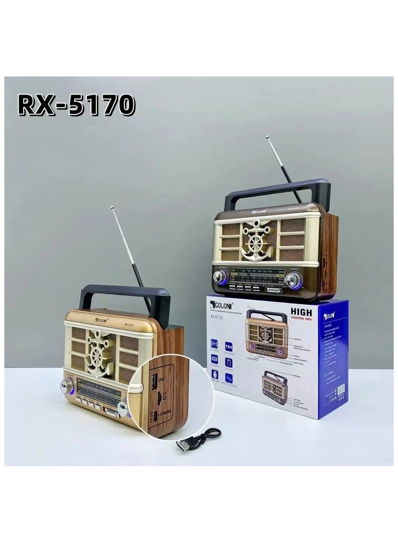 Golon wooden retro style radio RX-5170 portable rechargeable desktop vintage wooden TWS FM AM SW BAND RADIO Speaker - Image 4