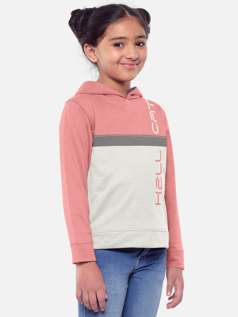 HELLCAT Trendy Printed Cotton Blend Full Sleeve Hoodie T-Shirt Jogger Trackpant Clothing Set for Girls Pink/Dark Grey 15-16 Years - Image 5
