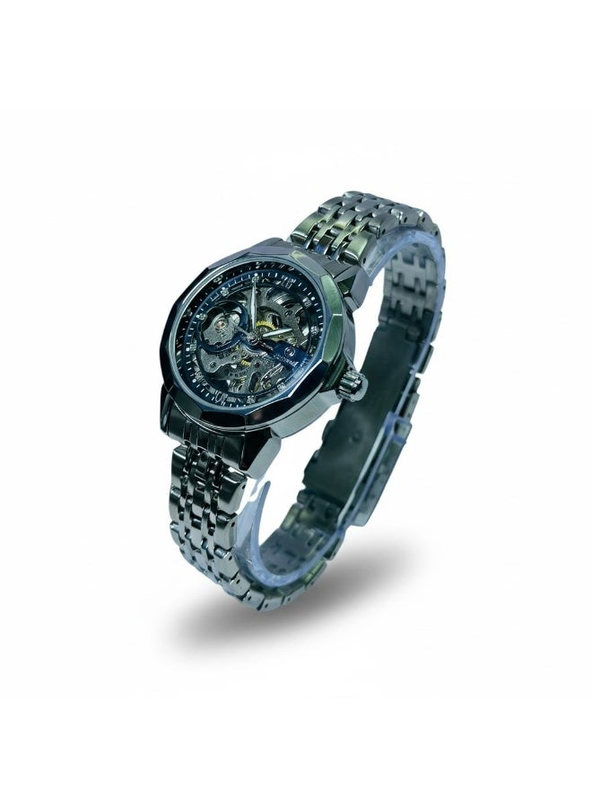 SHADOW Eclipse AS8190L Automatic Skeleton Watch for Women Stainless Steel Strap Elegant Luxury Ladies Wrist Watch Silver - Image 3