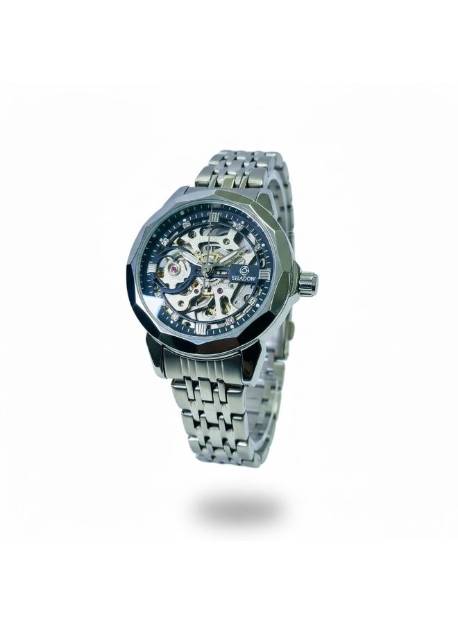 SHADOW Eclipse AS8190L Automatic Skeleton Watch for Women Stainless Steel Strap Elegant Luxury Ladies Wrist Watch Silver - Image 2