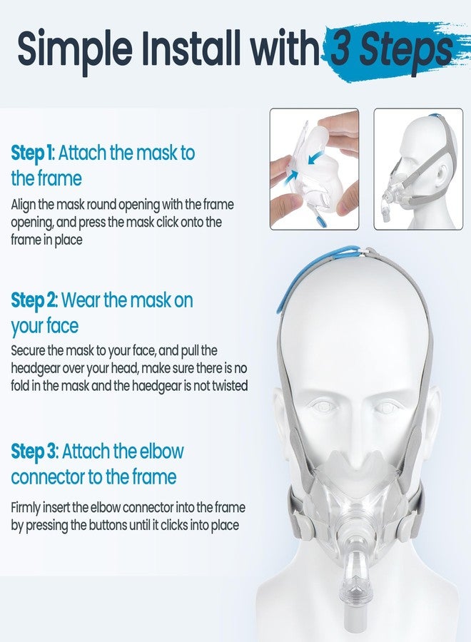 Everness عبوتان من وسائد قناع CPAP للوجه بالكامل (صغيرة) لجهاز ResMed Airfit F30، تتميز بأقل قدر من التلامس وإحكام مانع للتسرب، متوافقة مع إطار F30 الأصلي - ملحقات قناع F30 الصغيرة - الوسادة فقط متضمنة - Image 4