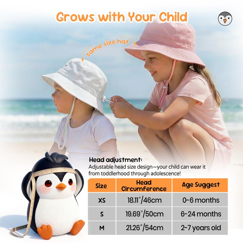 RIVBOS Baby Sun Hat UPF 50+ Cute Animal Pattern Summer Beach Kids Toddler Bucket Hat for Boys Girls 0-7 Years Blue S - Image 2