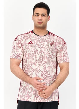 Adidas Men Sportswear Fit Short Sleeve Mexico Football Jersey, Beige  - Image 1