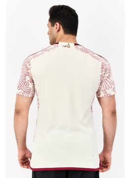 Adidas Men Sportswear Fit Short Sleeve Mexico Football Jersey, Beige  - Image 3