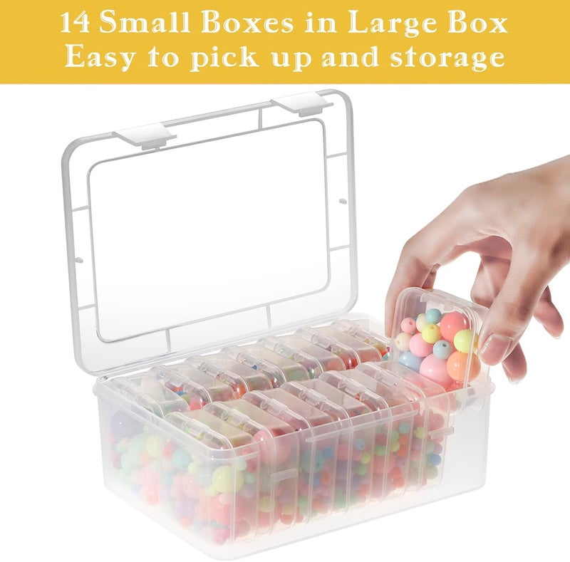 Mathtoxyz Small Bead Organizers, 15 Pieces Plastic Storage Cases Mini Clear Bead Storage Containers Transparent Boxes with Hinged Lid and Rectangle Clear Craft Supply Case - Image 4